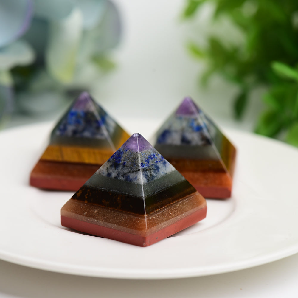 1.0" Chakra Pyramid Crystal Carving Bulk Wholesale Wholesale Crystals USA