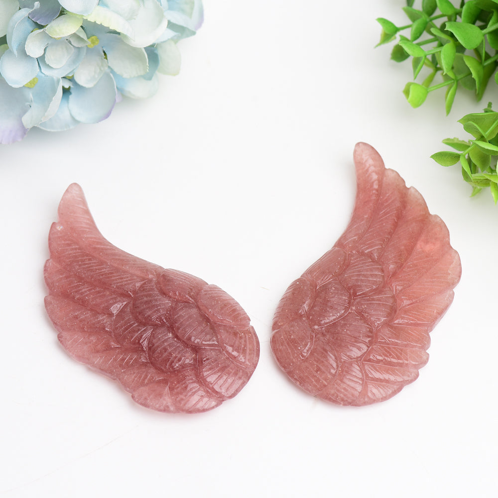 4.0" Mixed Crystal Pair of Wings Carving with Metal Display Stand Bulk Wholesale  Crystals USA