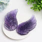 4.0" Mixed Crystal Pair of Wings Carving with Metal Display Stand Bulk Wholesale  Crystals USA
