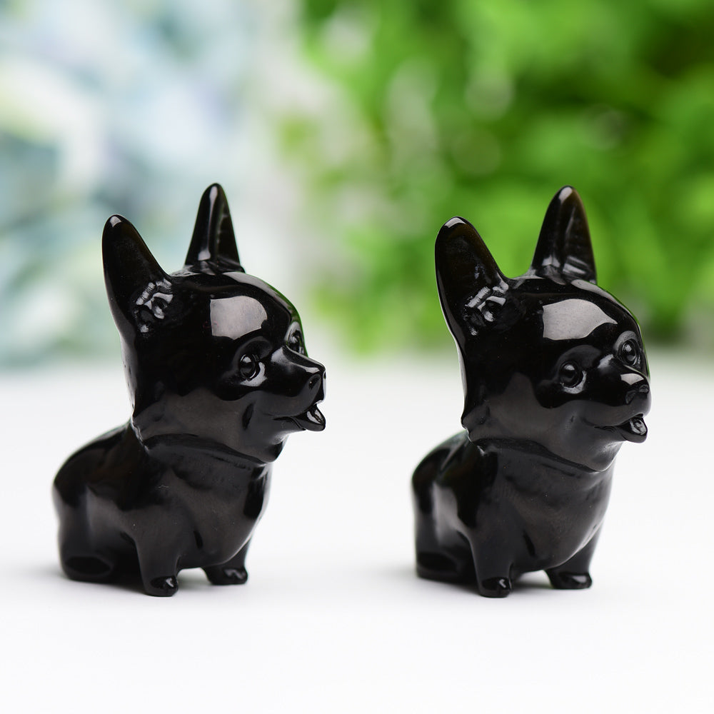 2.2" Black Obsidian Dog Crystal Carving Wholesale Crystals USA