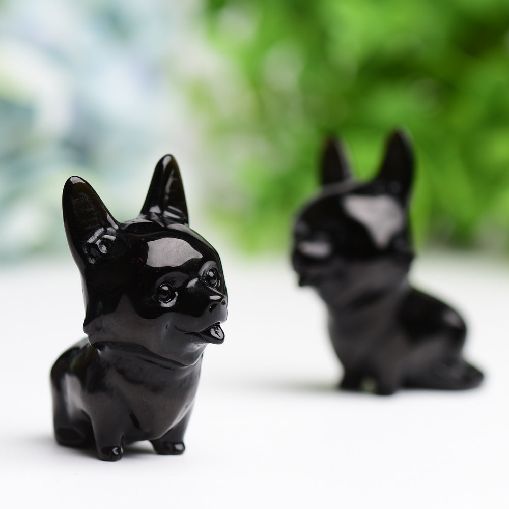 2.2" Black Obsidian Dog Crystal Carving Wholesale Crystals USA