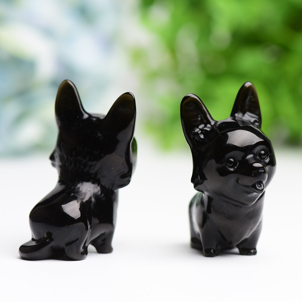 2.2" Black Obsidian Dog Crystal Carving Wholesale Crystals USA
