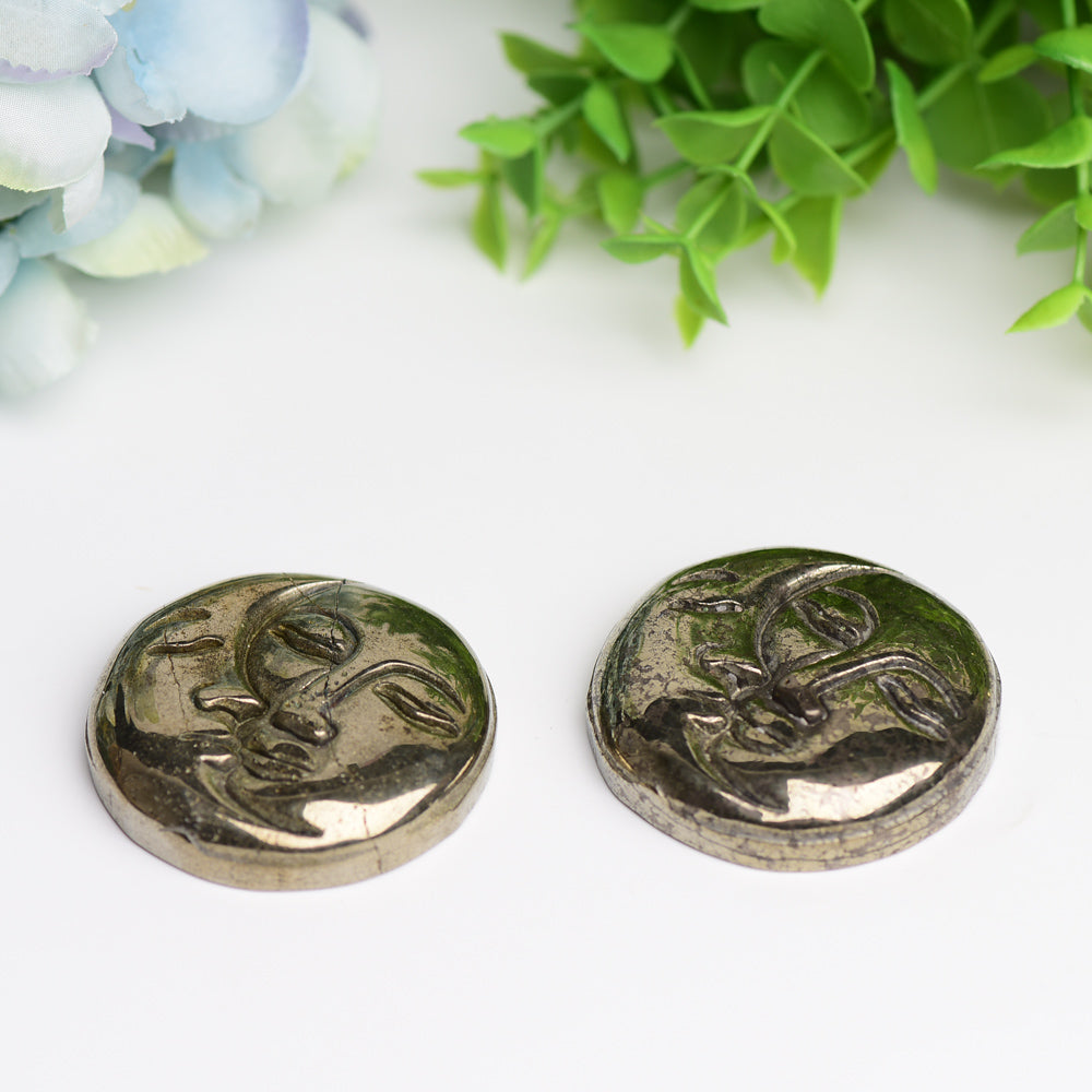 Pyrite Sun&Moon Face Crystal Carving Wholesale Crystals USA