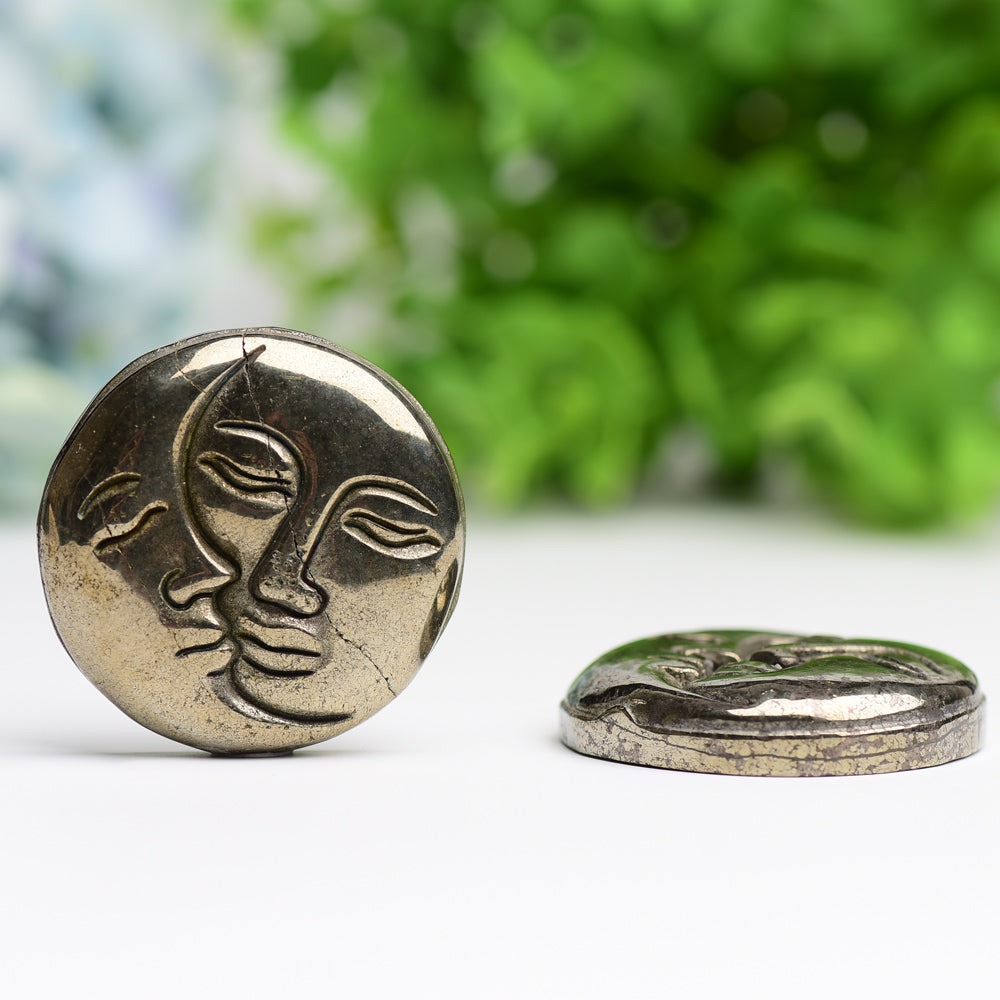 Pyrite Sun&Moon Face Crystal Carving Wholesale Crystals USA