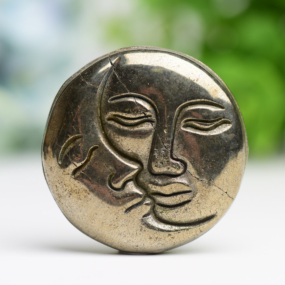 Pyrite Sun&Moon Face Crystal Carving Wholesale Crystals USA