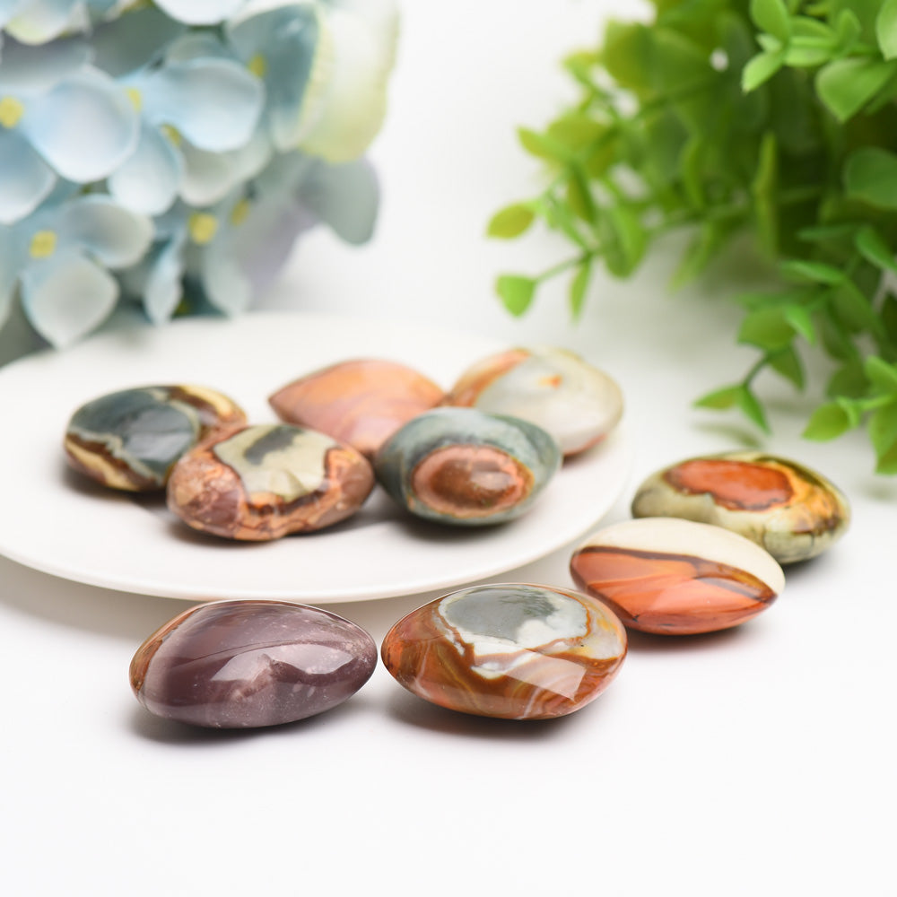 1.4" Polychrome Heart Crystal Carving Palm Stone Bulk Wholesale Wholesale Crystals USA