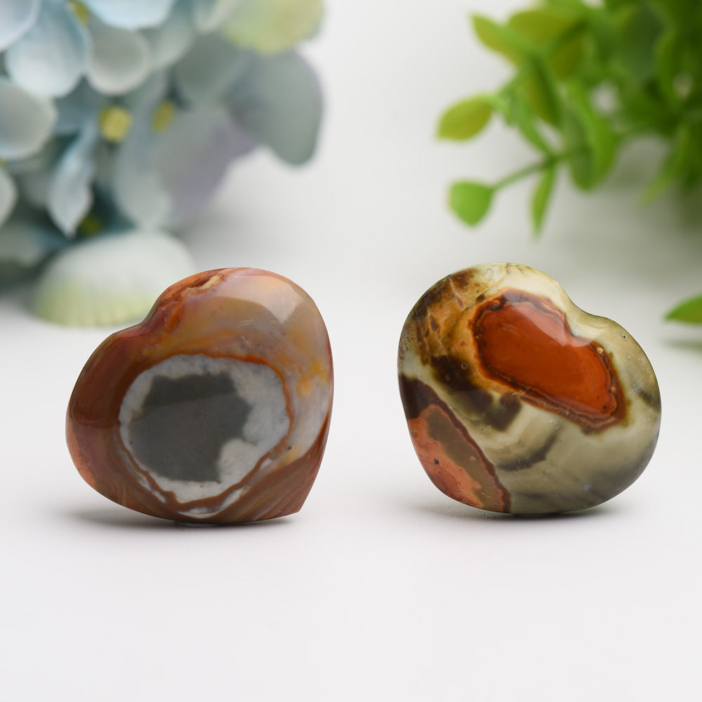 1.4" Polychrome Heart Crystal Carving Palm Stone Bulk Wholesale Wholesale Crystals USA