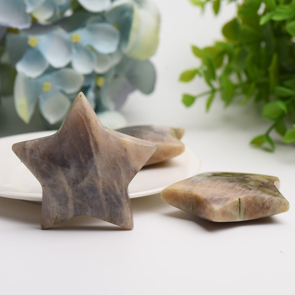 2.2" Peach Moon Stone Star Crystal Carving Bulk Wholesale Wholesale Crystals USA