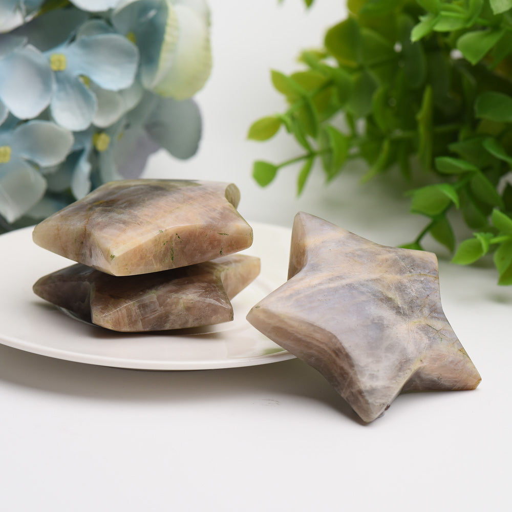 2.2" Peach Moon Stone Star Crystal Carving Bulk Wholesale Wholesale Crystals USA