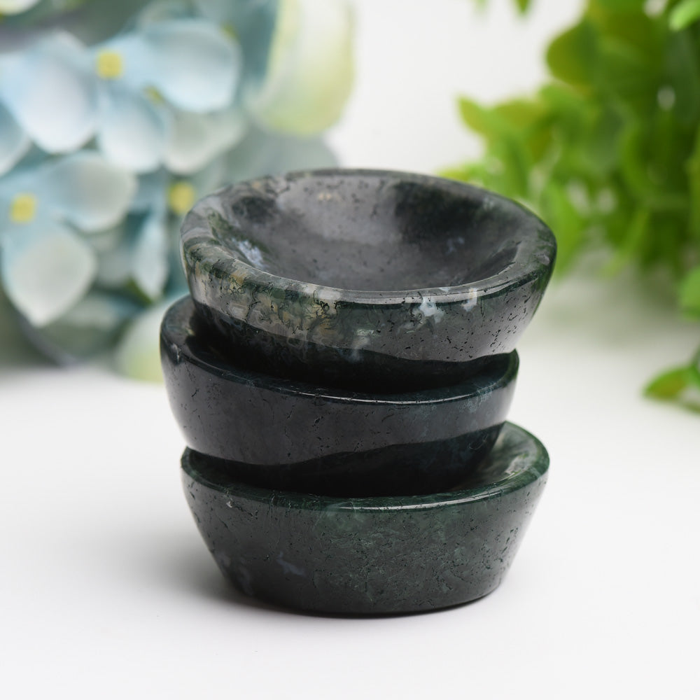 2.2" Moss Agate Bowl Crystal Carving Bulk Wholesale Wholesale Crystals USA