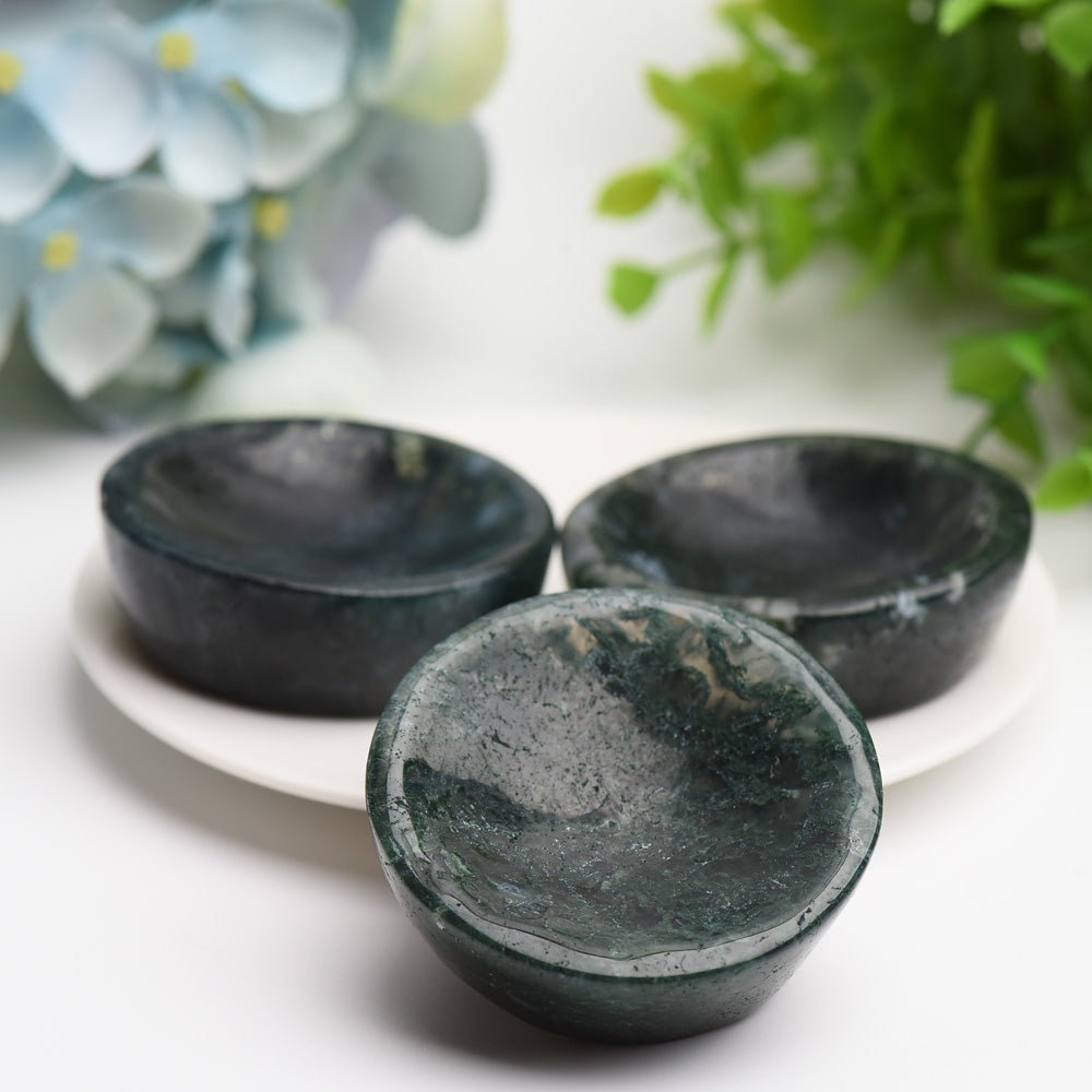 2.2" Moss Agate Bowl Crystal Carving Bulk Wholesale Wholesale Crystals USA