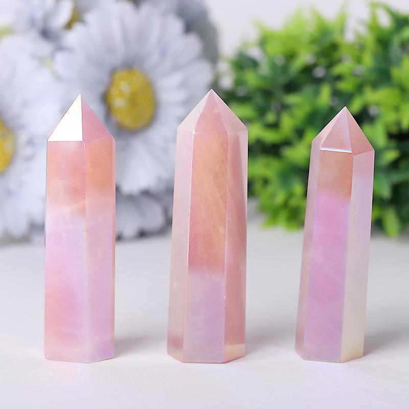 Wholesale Aura Rose Quartz Points for Collection Wholesale Crystals USA