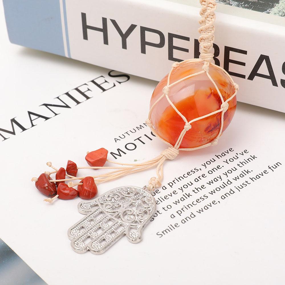 Straw Rope Wrapped Carnelian Stone Adjustable Necklace Wholesale Crystals USA