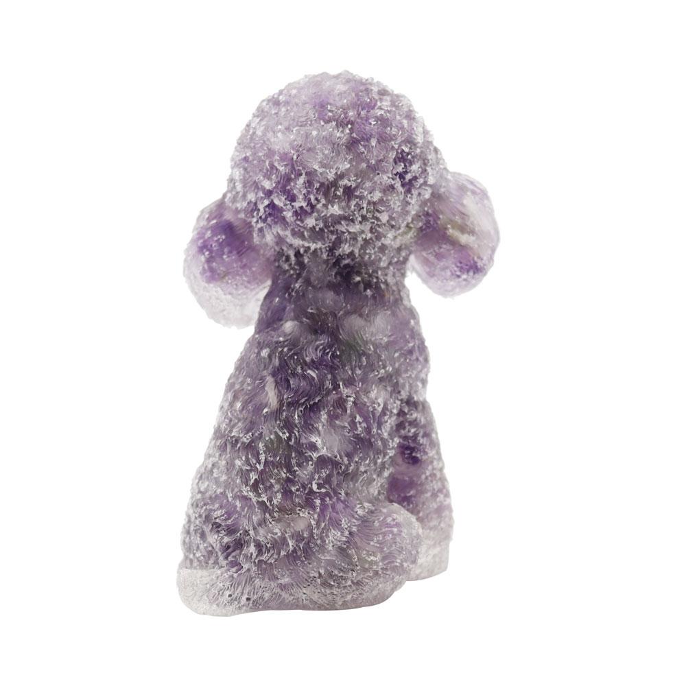 Resin Dog Figurines with Amethsyt Gravel Toy Poodle
