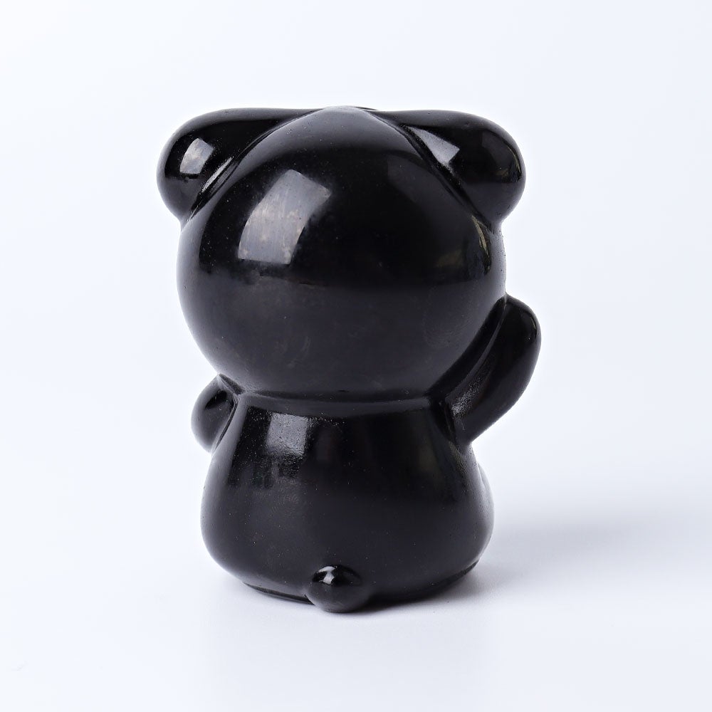 2.7" Black Obsidian Toy Bear Crystal Carvings Wholesale Crystals USA