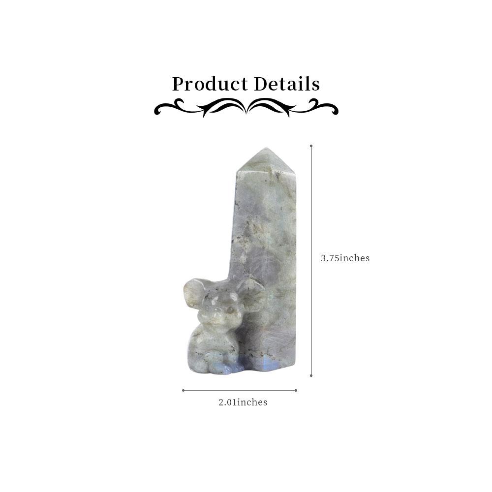 Labradorite Tower with Koala Carving Decor Base Wholesale Crystals USA