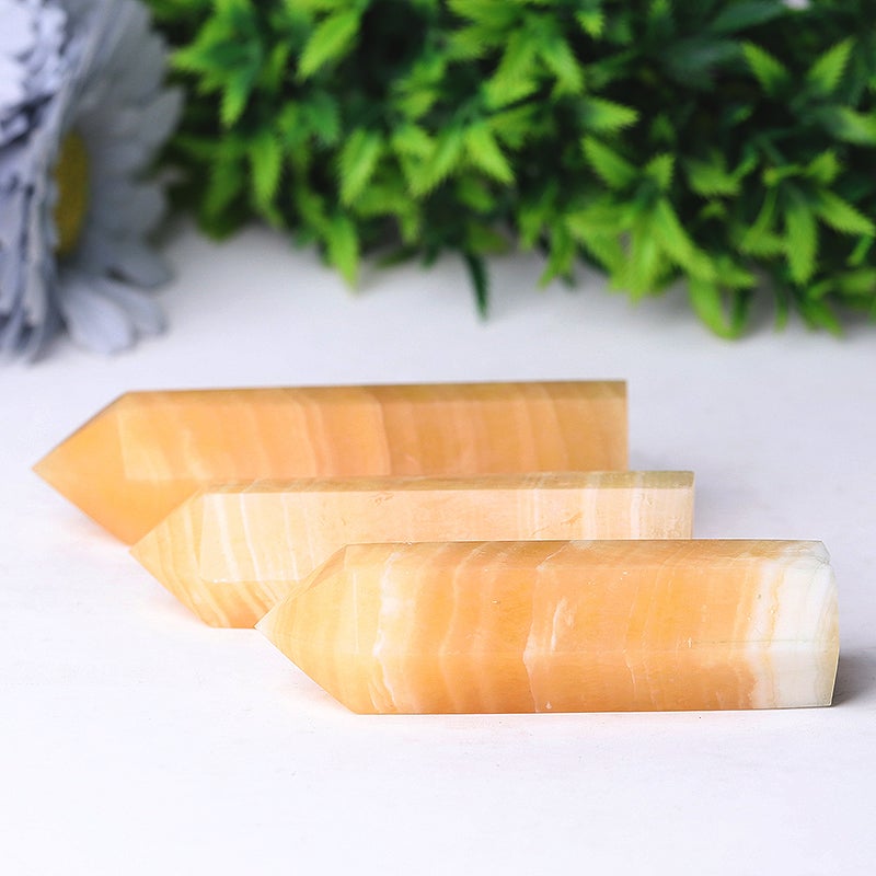 Set of 3 Honey Calcite Points Wholesale Crystals USA