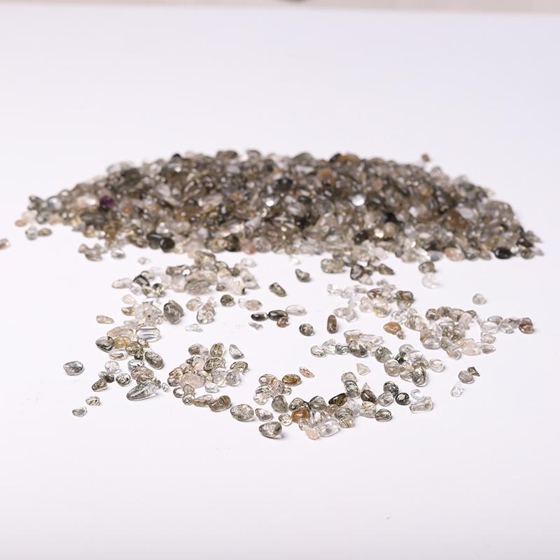 0.1kg 5-7mm Natural Green Rutiled Quartz Chips Wholesale Crystals USA