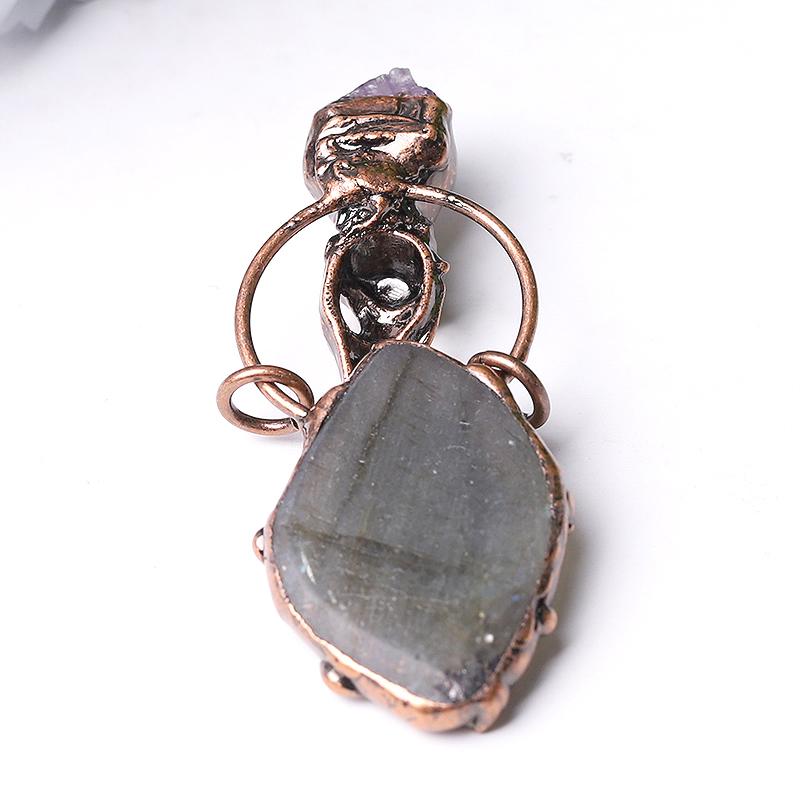 2.5" Labradorite with Amethyst Pendant for Jewelry DIY Wholesale Crystals USA