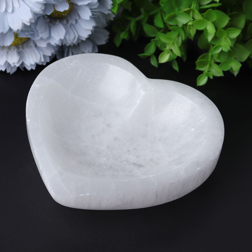 4.5" Selenite Heart Shape Bowl Wholesale Crystals USA