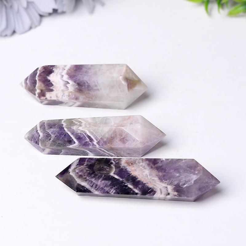 1 Lb Natural Chevron Amethyst Crystal Obelisk Towers – Set Of 4 Healing Stones
