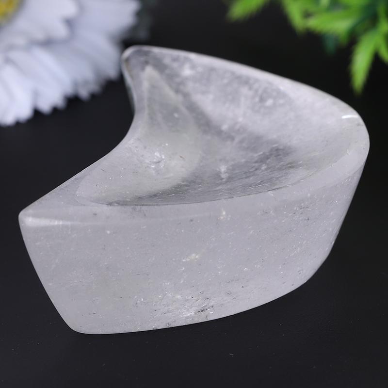 3.5" Clear Quartz Moon Shape Bowl Crystal Carvings Wholesale Crystals USA