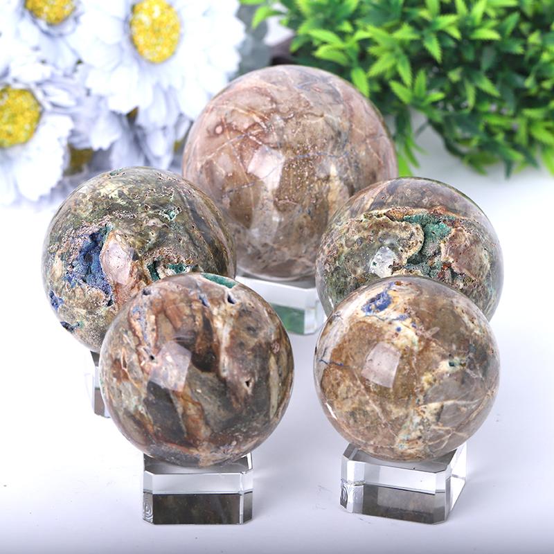 2.0"-4.0" Azurite Druzy Sphere Wholesale Crystals USA