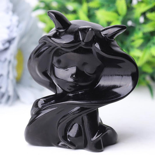 3.3" Black Obsidian Devil Crystal Carvings Wholesale Crystals USA