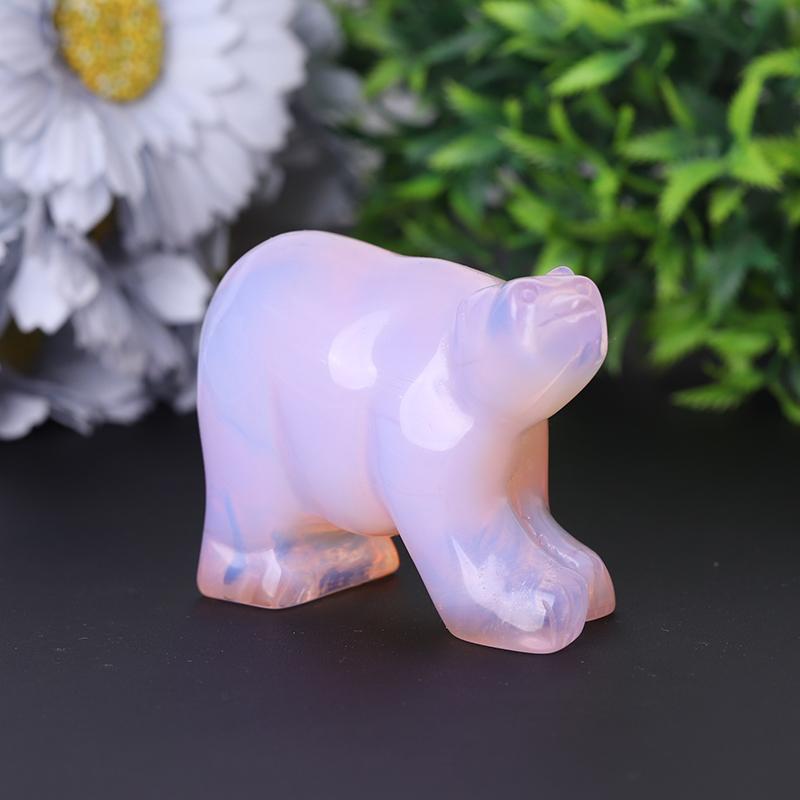 3" Pink Opal Bear Carving for Collection Crystal Gift Wholesale Crystals USA