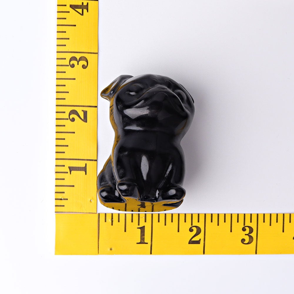 2.3" Black Obsidian Pug Dog Crystal Carvings Wholesale Crystals USA