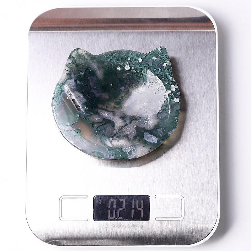 3.5" Moss Agate Cat Head Bowl Crystal Carvings Wholesale Crystals USA
