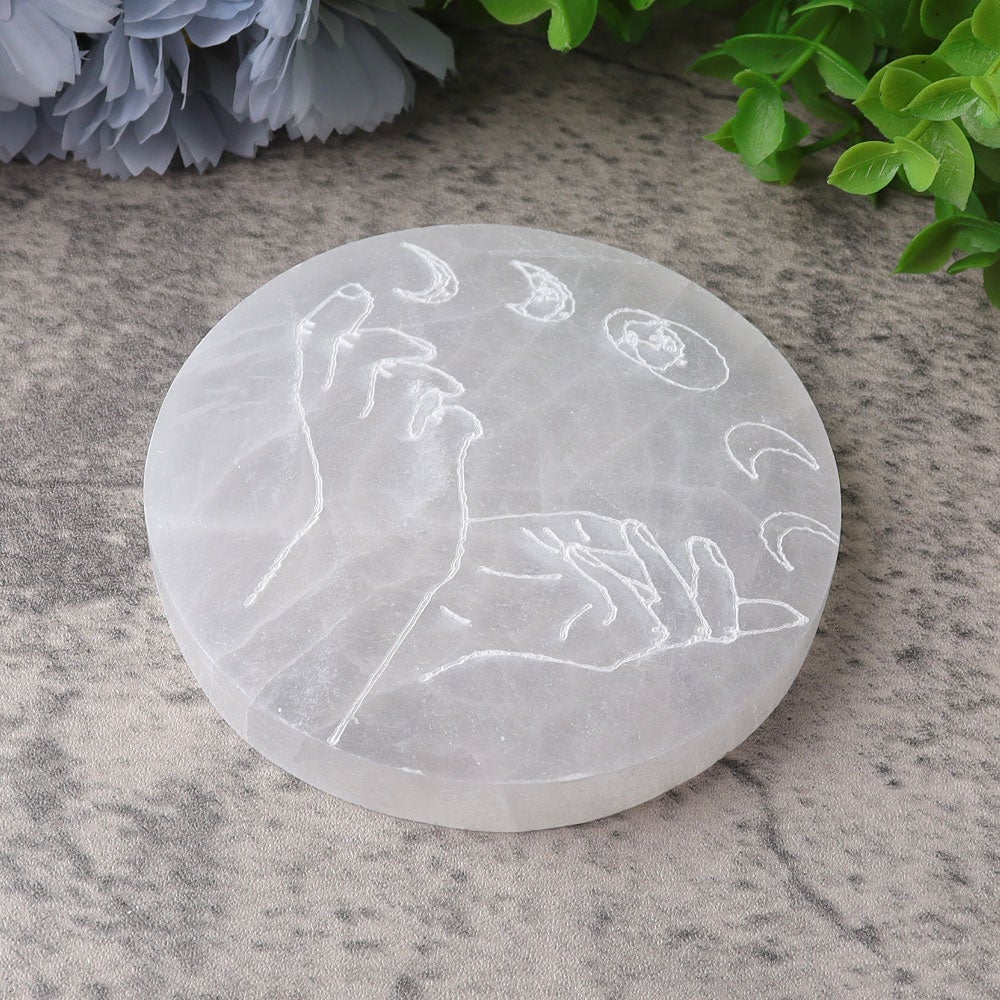 4" Selenite Coaster with Printing Wholesale Crystals USA
