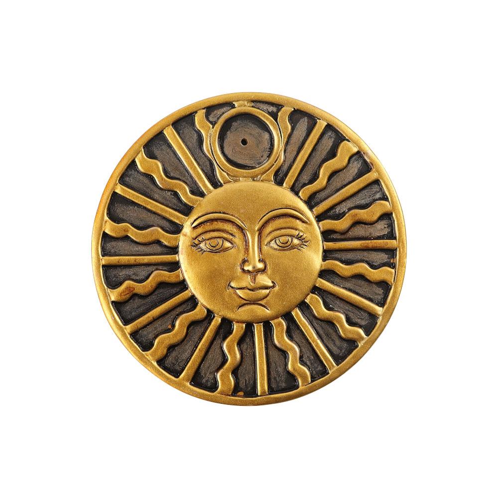 Resin Sun Face Plate Incense Holder