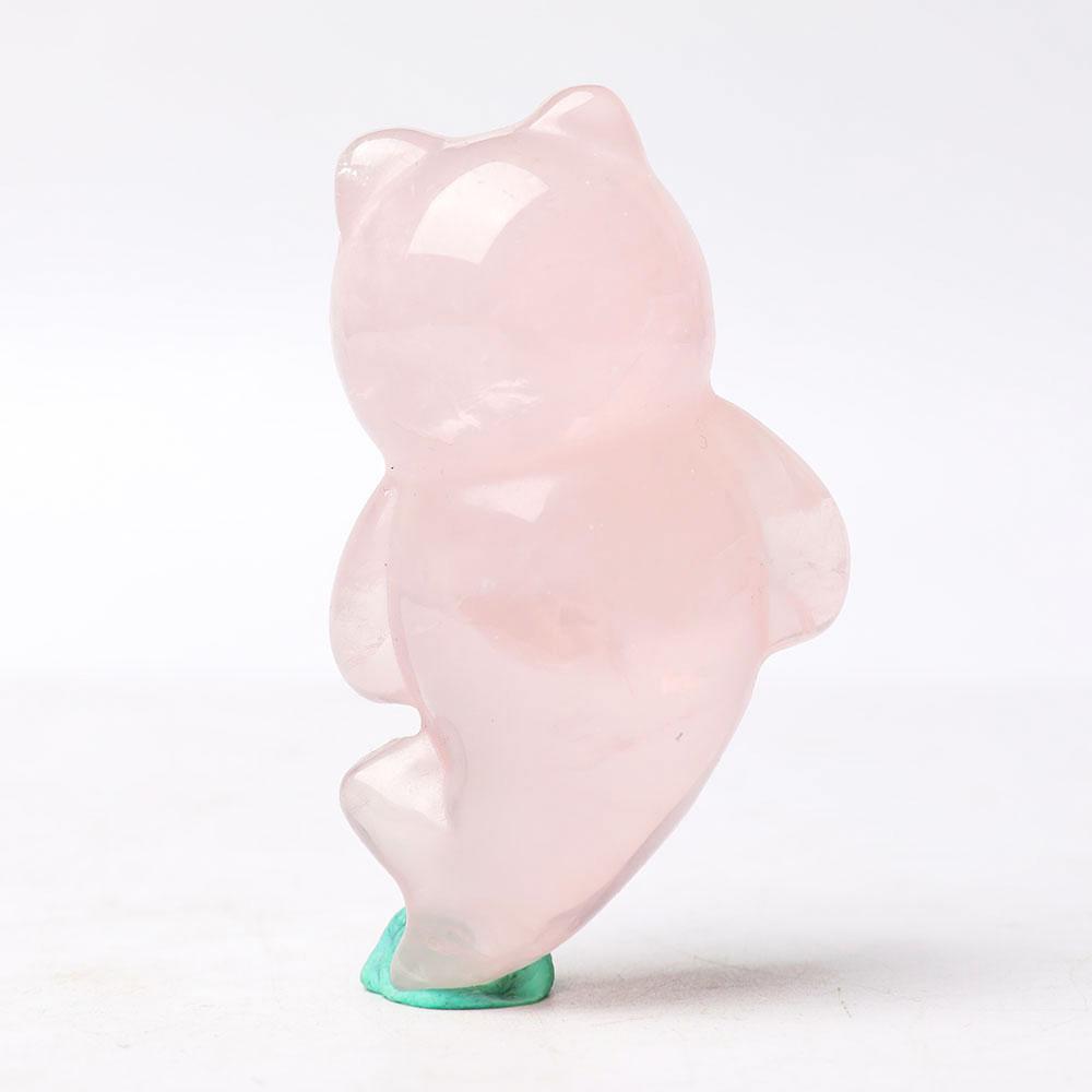 Rose Quartz Bear With Beauty Tail Crystal Carvings Wholesale Crystals USA