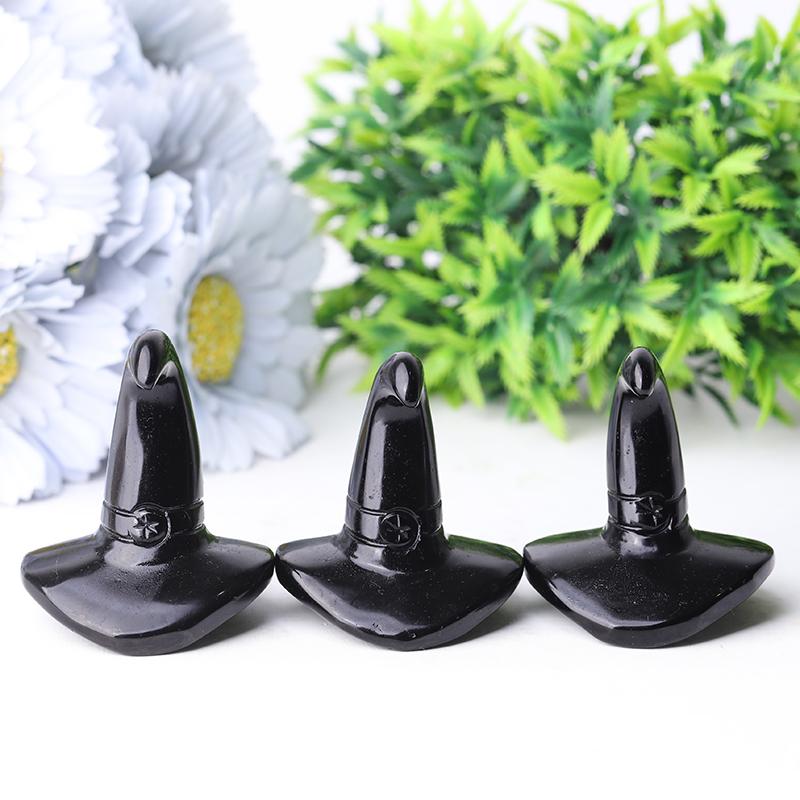 2.25" Black Obsidian Witch's Hat Crystal Carvings Wholesale Crystals USA