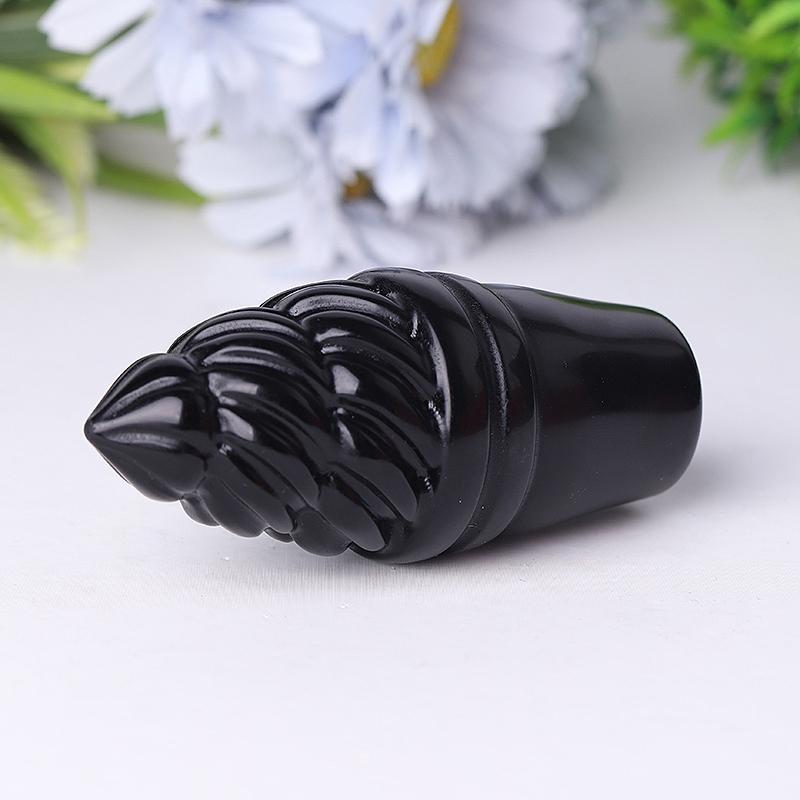 4" Black Obsidian Ice Cream Crystal Carvings Wholesale Crystals USA