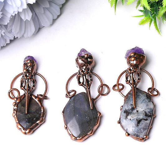 2.5" Labradorite with Amethyst Pendant for Jewelry DIY Wholesale Crystals USA
