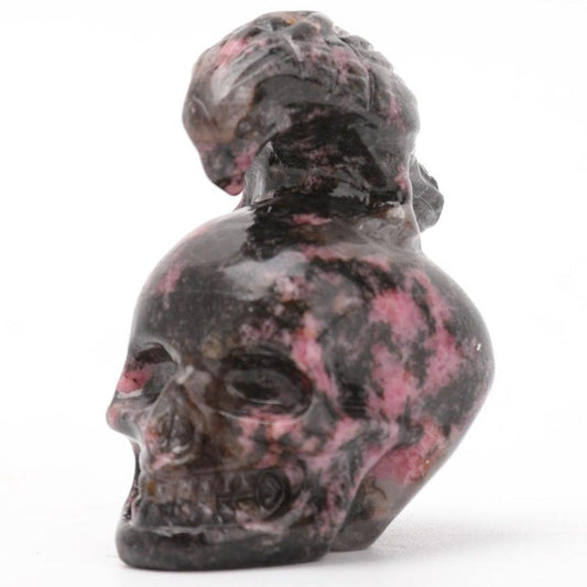 2" Unique Rhodonite Skull Carvings for Halloween
