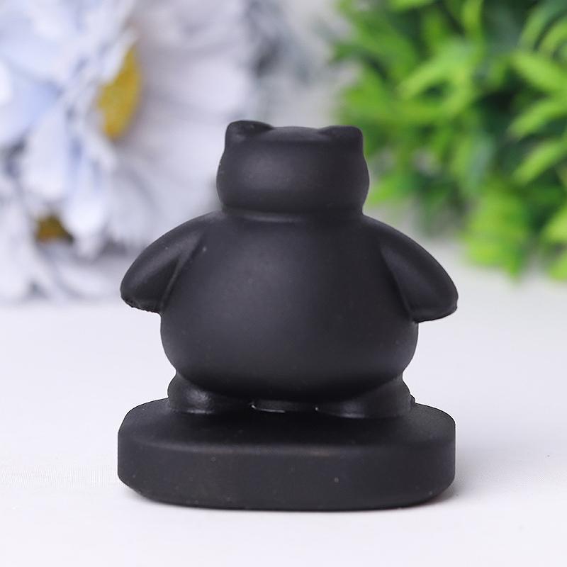 2" Black Obsidian Snorlax Crystal Carvings Wholesale Crystals USA