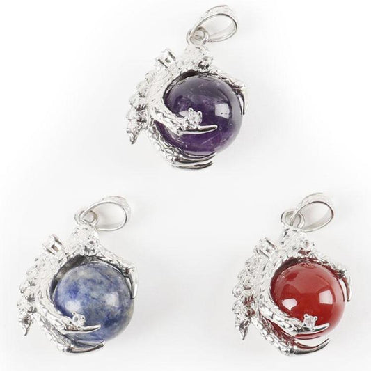 Dragon Paw Wrapped Red Chalcedony Round Ball Gemstone Crystal Pendant Wholesale Crystals USA