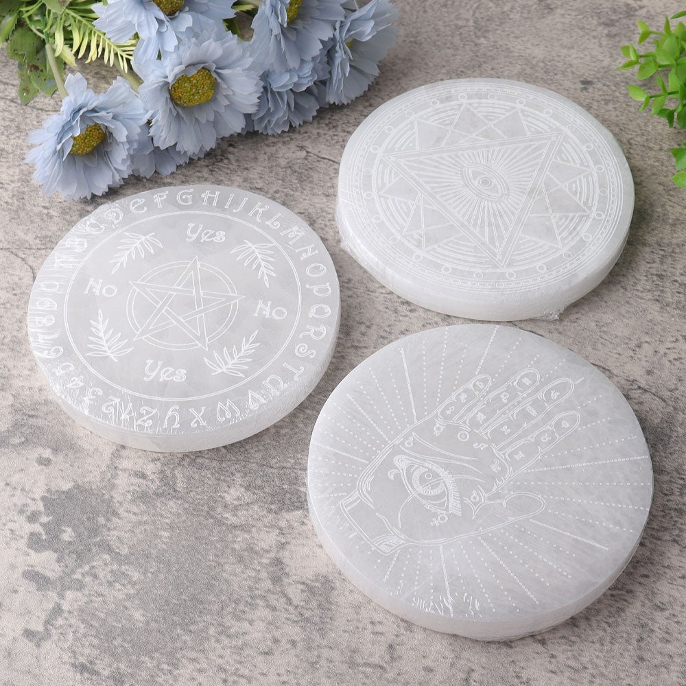 15cm Round Selenite Coaster Wholesale Crystals USA