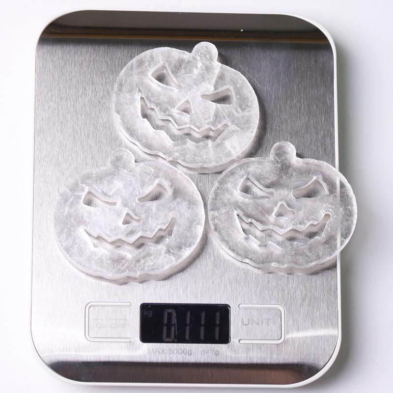 2.5" Selenite Pumpkin Face Hand Carving Halloween Gift Wholesale Crystals USA