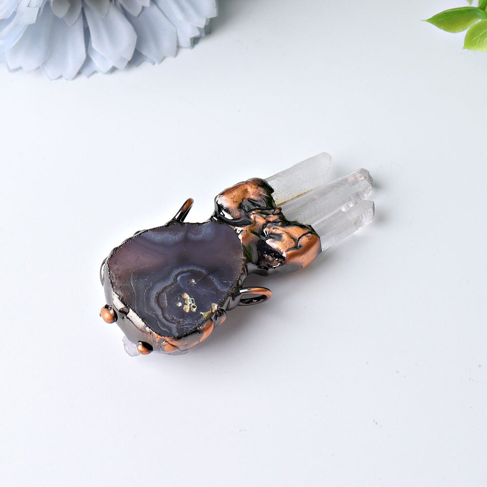 2.6" Amethyst Cluster with Clear Quartz Decoration Pendant Wholesale Crystals USA