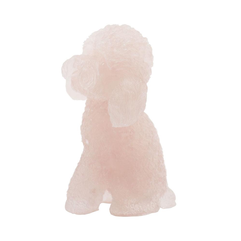 Resin Dog Figurines with Rose Quartz Gravel Toy Poodle for Kids Gifts