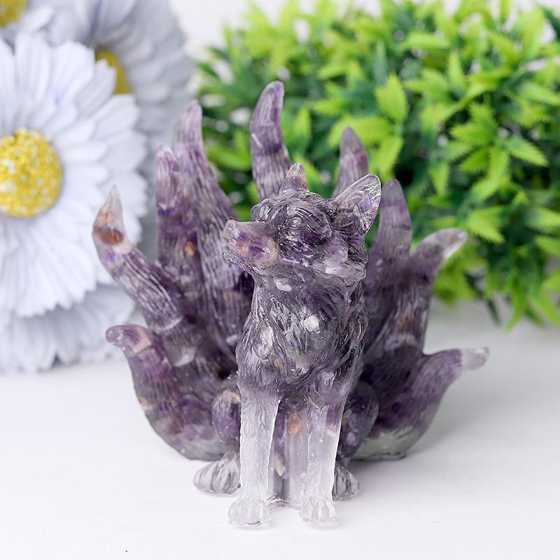 4" Nine-tail Fox Crystal Resin Carvings Wholesale Crystals USA