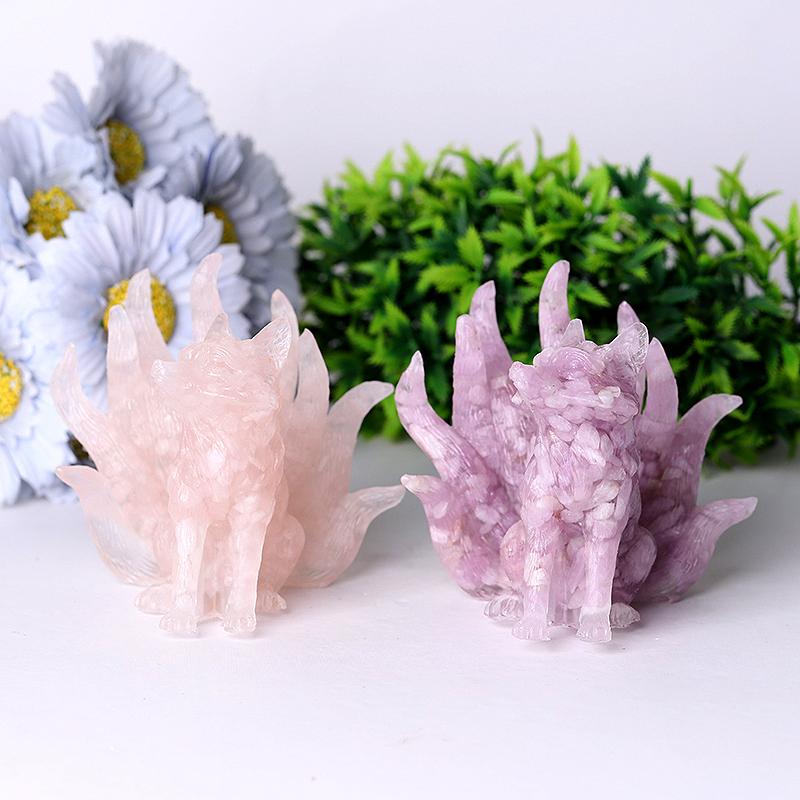 4" Nine-tail Fox Crystal Resin Carvings Wholesale Crystals USA