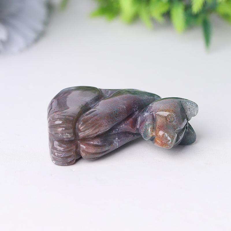 2" Moss Agate Bear Crystal Carving Wholesale Crystals USA