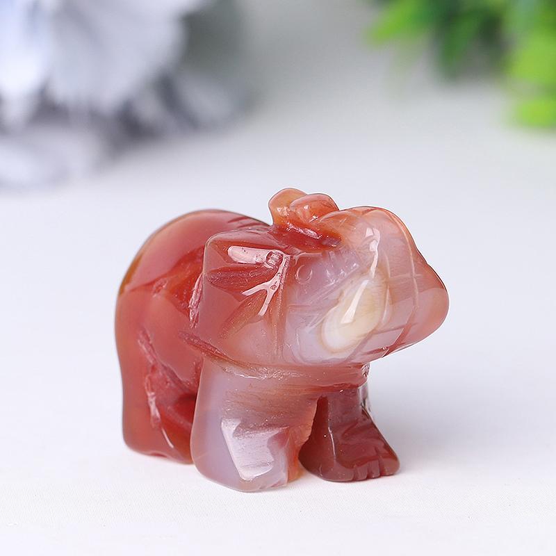2" Wholesale Natural High Quality Beautiful Hand Carved Carnelian Elephant Crystal Figurine For Decoration