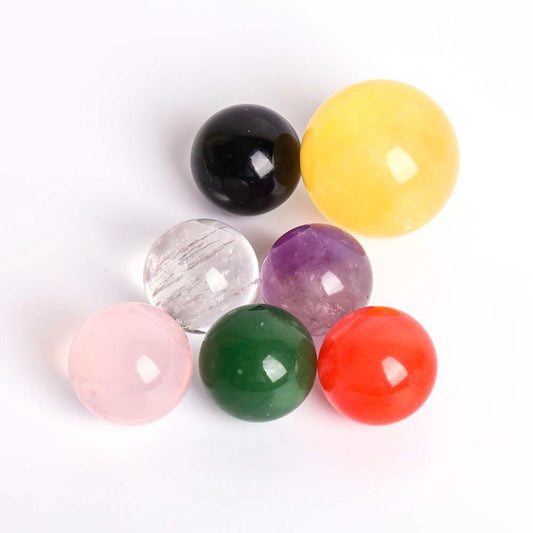 Set of 7 Chakra Crystal Sphere Wholesale Crystals USA