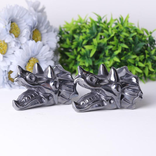 3.5" Terahertz Dragon Head Crystal Hematite Carvings Wholesale Crystals USA